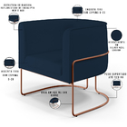 Poltrona Decorativa Fixa Base De Aço Cobre Betina D02 Veludo