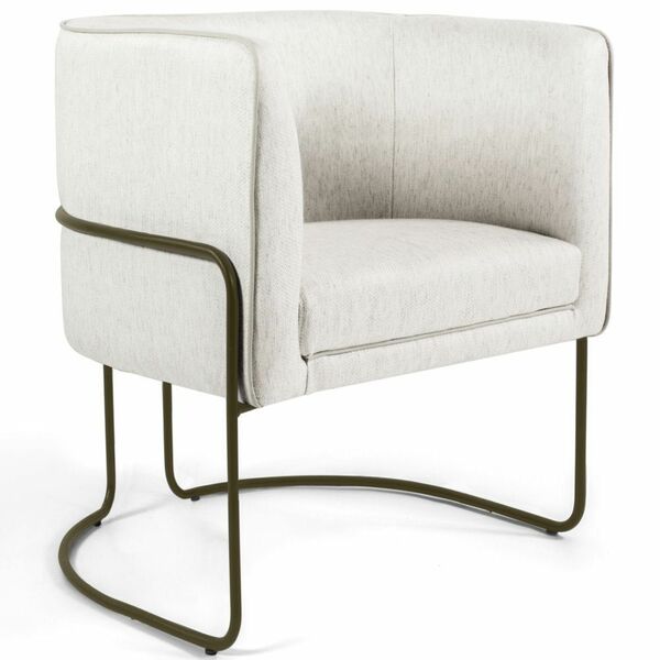 Poltrona Decorativa Fixa Base De Aço Ouro Fosco Betina D02 Li