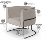 Poltrona Decorativa Fixa Base De Aço Preto Betina D02 Linho B