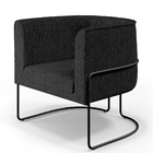 Poltrona Decorativa Fixa Base De Aço Preto Betina D02 Linho C