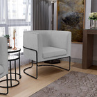 Poltrona Decorativa Fixa Base De Aço Preto Betina D02 Linho C