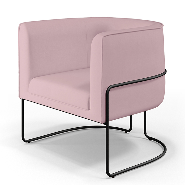 Poltrona Decorativa Fixa Base De Aço Preto Betina D02 Veludo