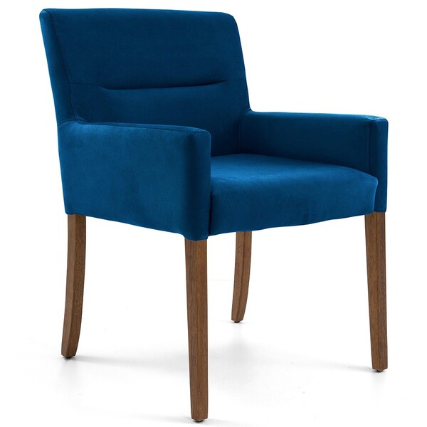 Poltrona Decorativa Fixa Base De Madeira Angel D02 Veludo Azu