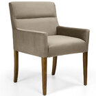 Poltrona Decorativa Fixa Base De Madeira Angel D02 Veludo Beg