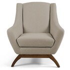 Poltrona Decorativa Fixa Base De Madeira Juliet D02 Linho Beg