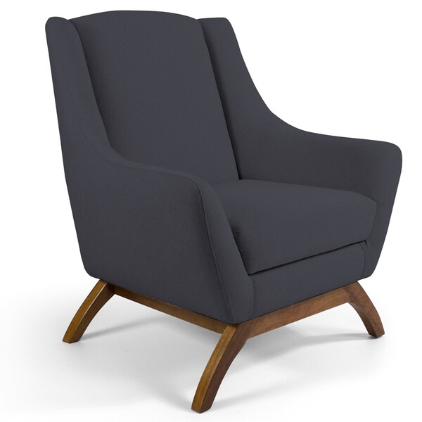 Poltrona Decorativa Fixa Base De Madeira Juliet D02 Linho Chu