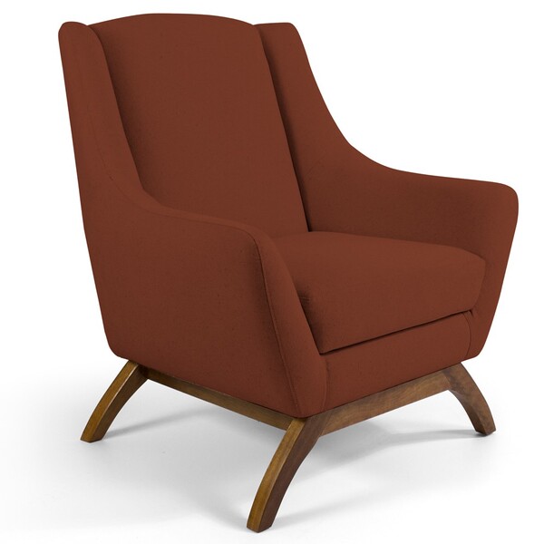 Poltrona Decorativa Fixa Base De Madeira Juliet D02 Linho Mar