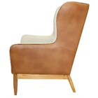 Poltrona Decorativa Fixa Base De Madeira Milena D02 Linho Beg