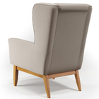 Poltrona Decorativa Fixa Base De Madeira Milena D02 Linho Beg