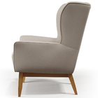 Poltrona Decorativa Fixa Base De Madeira Milena D02 Linho Beg