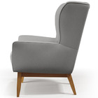 Poltrona Decorativa Fixa Base De Madeira Milena D02 Linho Cin