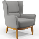 Poltrona Decorativa Fixa Base De Madeira Milena D02 Linho Cin