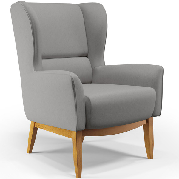 Poltrona Decorativa Fixa Base De Madeira Milena D02 Linho Cin