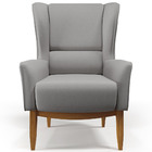 Poltrona Decorativa Fixa Base De Madeira Milena D02 Linho Cin