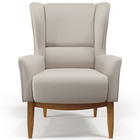 Poltrona Decorativa Fixa Base De Madeira Milena D02 Linho Cru