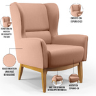 Poltrona Decorativa Fixa Base De Madeira Milena D02 Linho Ros