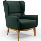 Poltrona Decorativa Fixa Base De Madeira Milena D02 Linho Ver