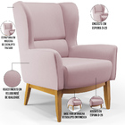 Poltrona Decorativa Fixa Base De Madeira Milena D02 Veludo Ro