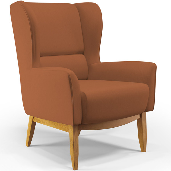 Poltrona Decorativa Fixa Base De Madeira Milena D02 Veludo Te