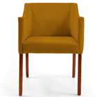 Poltrona Decorativa Fixa Base Madeira Lila D02 Veludo Mostard