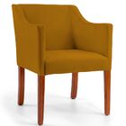 Poltrona Decorativa Fixa Base Madeira Lila D02 Veludo Mostard