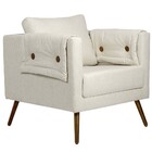 Poltrona Decorativa Fixa Com Pés Palitos Mia D02 Linho Cru B-