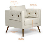 Poltrona Decorativa Fixa Com Pés Palitos Mia D02 Linho Cru B-