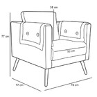 Poltrona Decorativa Fixa Com Pés Palitos Mia D02 Linho Cru B-