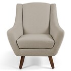 Poltrona Decorativa Fixa Com Puff Pés De Madeira Juliet D02 L