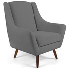 Poltrona Decorativa Fixa Com Puff Pés De Madeira Juliet D02 L