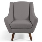 Poltrona Decorativa Fixa Com Puff Pés De Madeira Juliet D02 L