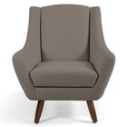 Poltrona Decorativa Fixa Com Puff Pés De Madeira Juliet D02 V