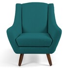 Poltrona Decorativa Fixa Com Puff Pés De Madeira Juliet D02 V