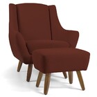 Poltrona Decorativa Fixa Com Puff Pés De Madeira Juliet D02 V