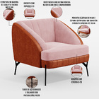 Poltrona Decorativa Fixa Pés Aço Preto Coral D02 Corano Marro