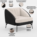 Poltrona Decorativa Fixa Pés De Aço Preto Coral D02 Corano Pr