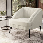 Poltrona Decorativa Fixa Pés De Aço Preto Coral D02 Linho Cha