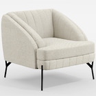 Poltrona Decorativa Fixa Pés De Aço Preto Coral D02 Linho Cha