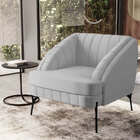 Poltrona Decorativa Fixa Pés De Aço Preto Coral D02 Linho Cin