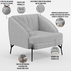 Poltrona Decorativa Fixa Pés De Aço Preto Coral D02 Linho Cin