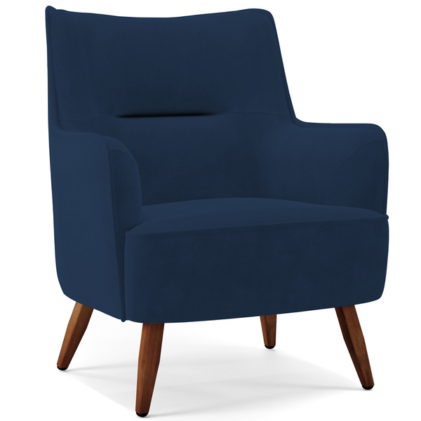 Poltrona Decorativa Fixa Pés De Madeira Isabella D02 Veludo A