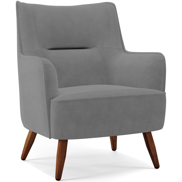 Poltrona Decorativa Fixa Pés De Madeira Isabella D02 Veludo C