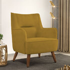 Poltrona Decorativa Fixa Pés De Madeira Isabella D02 Veludo M