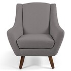 Poltrona Decorativa Fixa Pés De Madeira Juliet D02 Linho Cinz