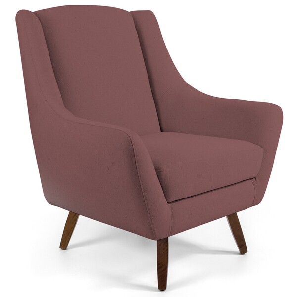 Poltrona Decorativa Fixa Pés De Madeira Juliet D02 Veludo Ros