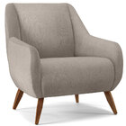 Poltrona Decorativa Fixa Pés De Madeira Paloma D02 Linho Bege