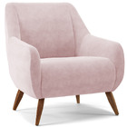 Poltrona Decorativa Fixa Pés De Madeira Paloma D02 Veludo Ros