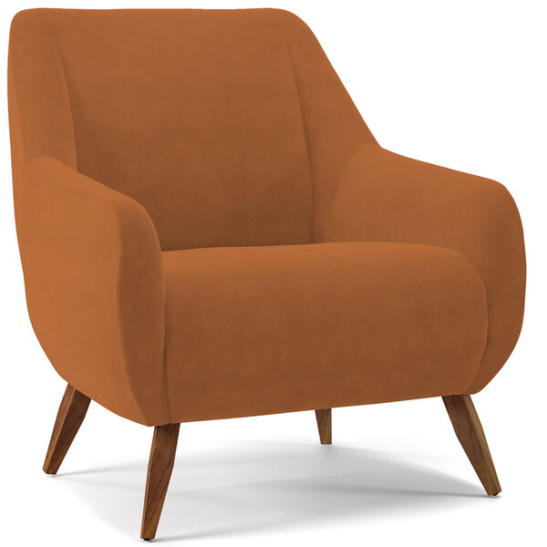 Poltrona Decorativa Fixa Pés De Madeira Paloma D02 Veludo Tel