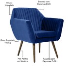 Poltrona Decorativa Fixa Pés Palito Dani D02 Veludo Tressê Az