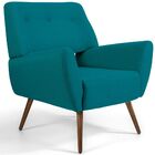 Poltrona Decorativa Fixa Pés Palito Melli D02 Veludo Turquesa